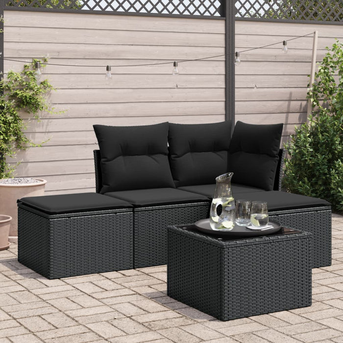 Set mobilier de grădină cu perne, 5 piese, negru, poliratan - WALTI WALTI