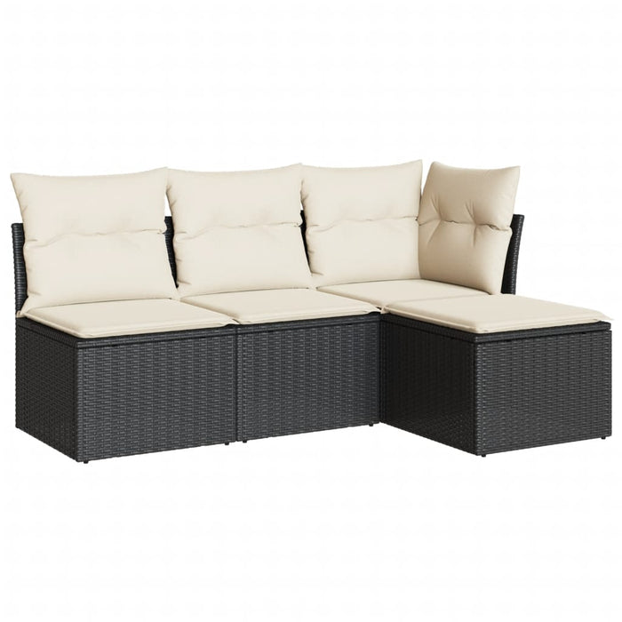 Set mobilier de grădină cu perne, 4 piese, negru, poliratan - WALTI WALTI
