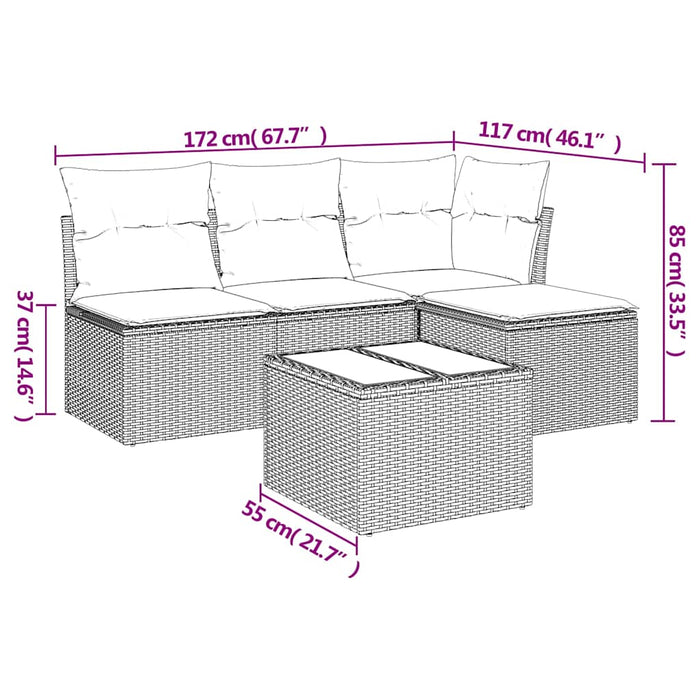 Set canapele de grădină cu perne, 5 piese, bej, poliratan WALTI