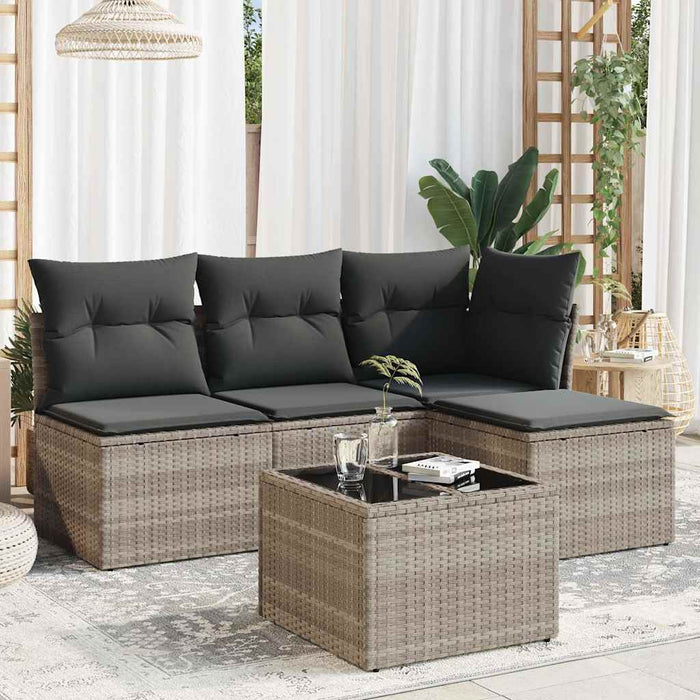 Set canapele de grădină cu perne, 5 piese gri deschis poliratan - WALTI WALTI