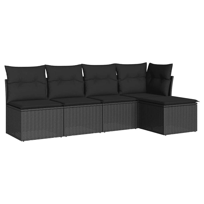 Set mobilier de grădină cu perne, 5 piese, negru, poliratan - WALTI WALTI