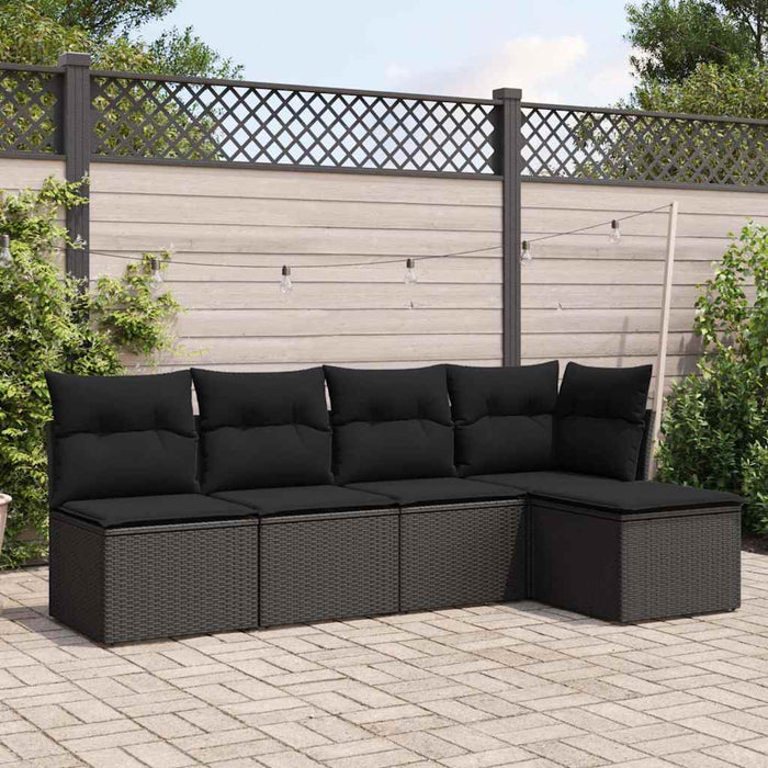 Set mobilier de grădină cu perne, 5 piese, negru, poliratan - WALTI WALTI