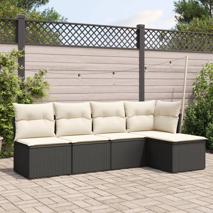 Set mobilier de grădină cu perne, 5 piese, negru, poliratan - WALTI WALTI