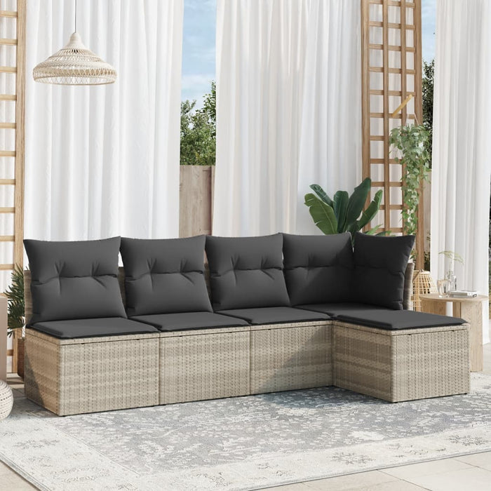 Set canapele de grădină cu perne, 5 piese gri deschis poliratan - WALTI WALTI