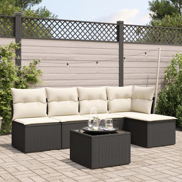 Set mobilier de grădină cu perne, 6 piese, negru, poliratan - WALTI WALTI