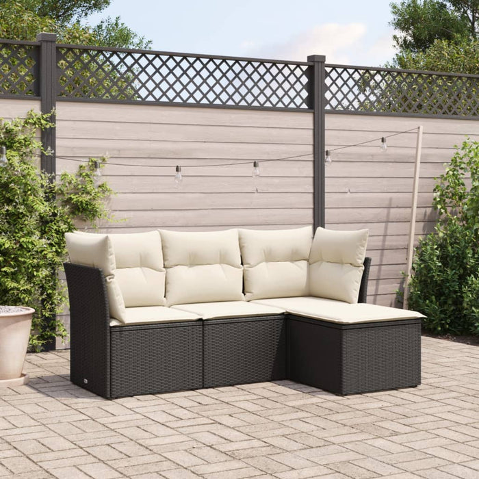 Set mobilier de grădină cu perne, 4 piese, negru, poliratan - WALTI WALTI