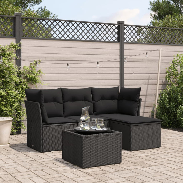 Set mobilier de grădină cu perne, 5 piese, negru, poliratan - WALTI WALTI