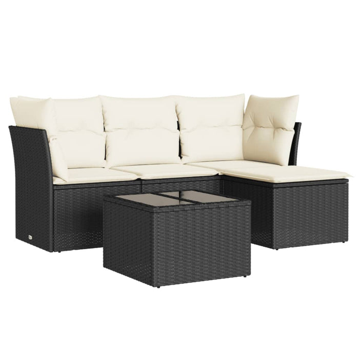 Set mobilier de grădină cu perne, 5 piese, negru, poliratan - WALTI WALTI