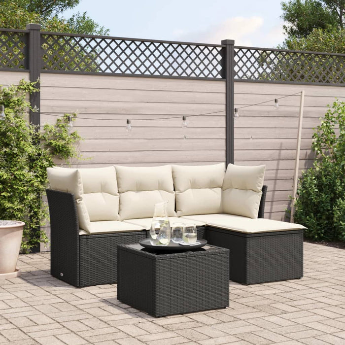 Set mobilier de grădină cu perne, 5 piese, negru, poliratan - WALTI WALTI