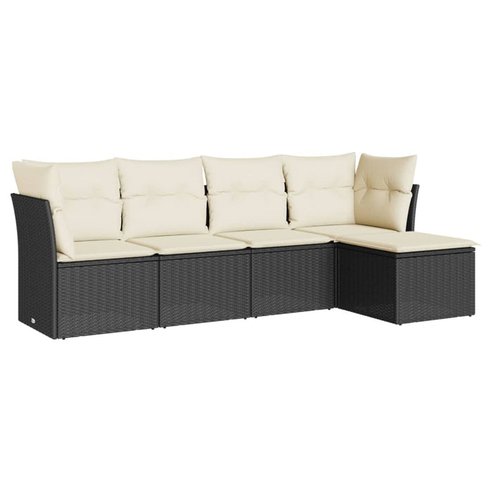 Set mobilier de grădină cu perne, 5 piese, negru, poliratan - WALTI WALTI