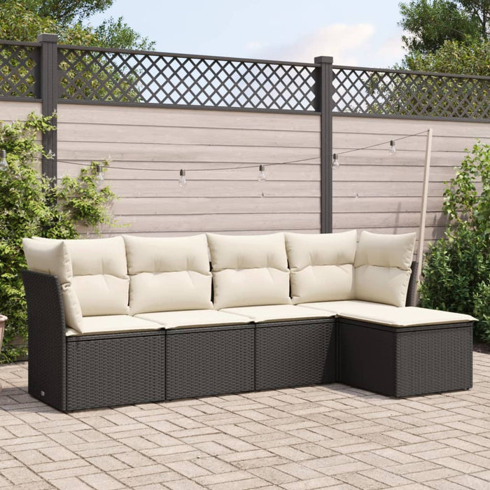 Set mobilier de grădină cu perne, 5 piese, negru, poliratan - WALTI WALTI
