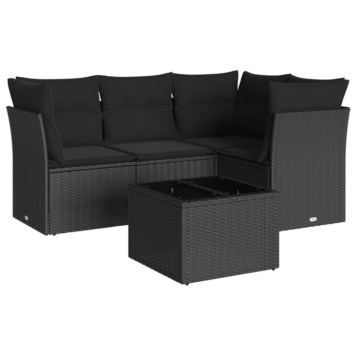 Set mobilier de grădină cu perne, 5 piese, negru, poliratan - WALTI WALTI