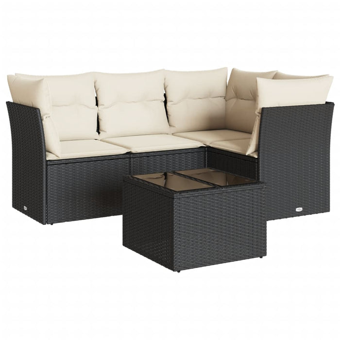 Set mobilier de grădină cu perne, 5 piese, negru, poliratan - WALTI WALTI