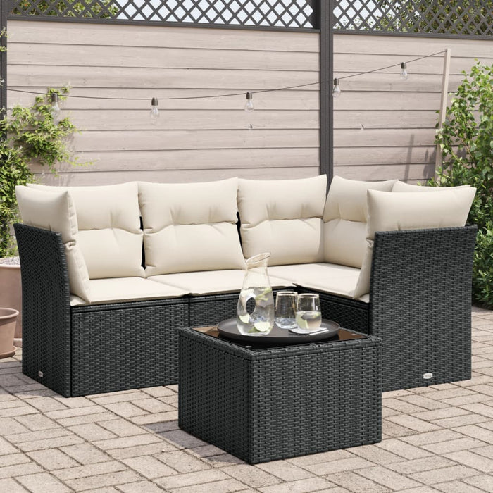 Set mobilier de grădină cu perne, 5 piese, negru, poliratan - WALTI WALTI