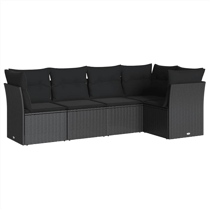 Set mobilier de grădină cu perne, 5 piese, negru, poliratan - WALTI WALTI