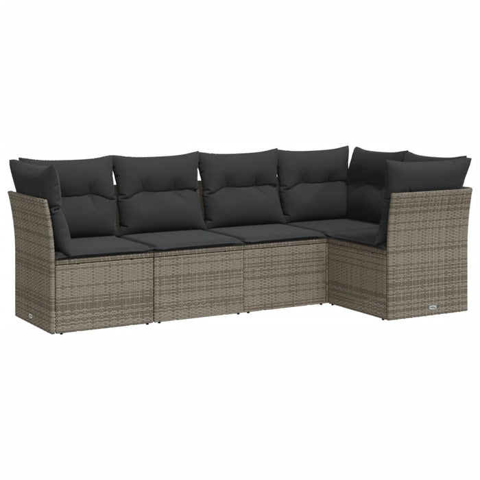Set canapea de grădină cu perne, 5 piese, gri, poliratan - WALTI WALTI
