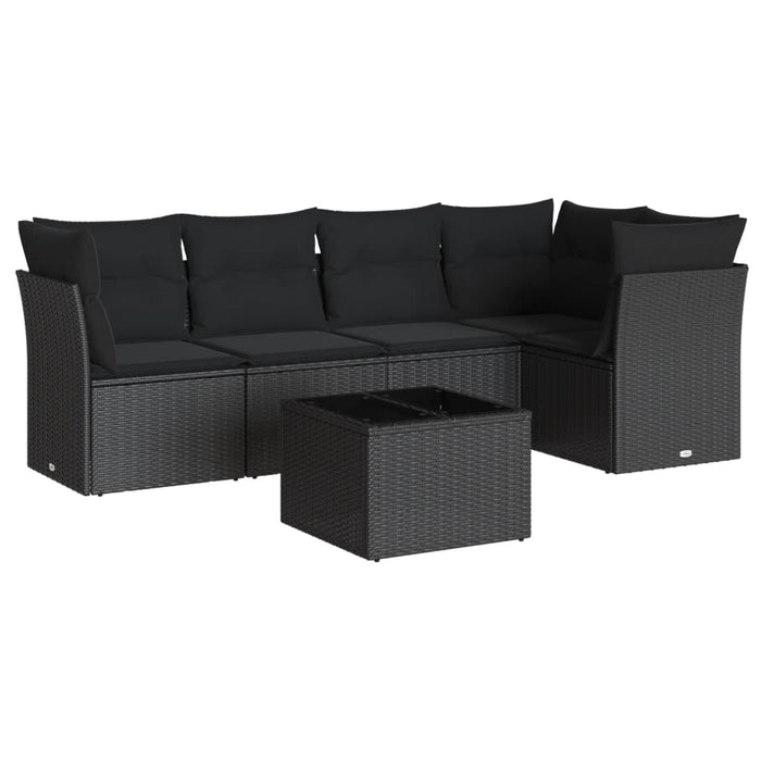 Set mobilier de grădină cu perne, 6 piese, negru, poliratan - WALTI WALTI