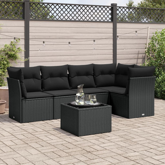 Set mobilier de grădină cu perne, 6 piese, negru, poliratan - WALTI WALTI