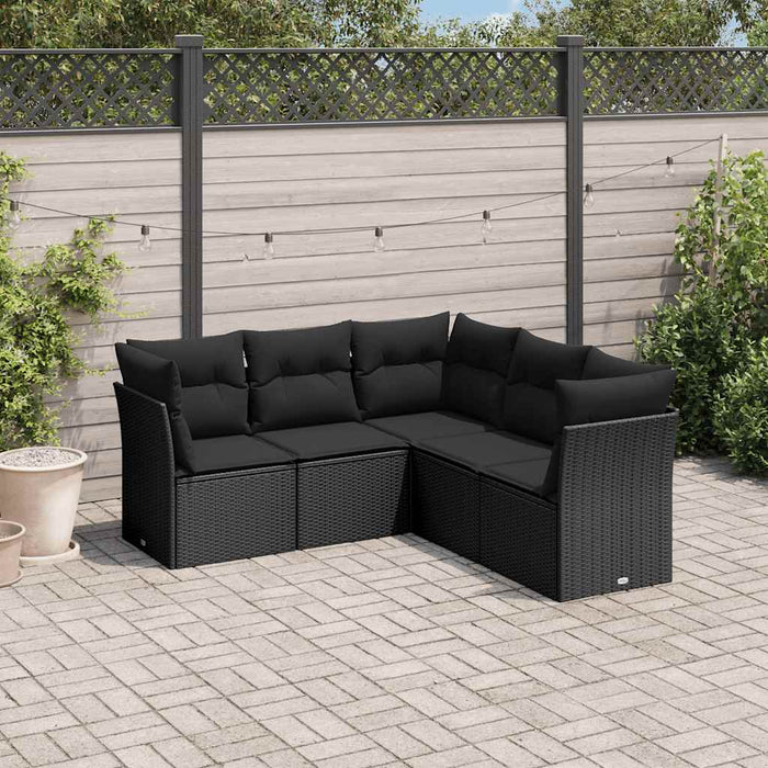 Set mobilier de grădină cu perne, 5 piese, negru, poliratan - WALTI WALTI
