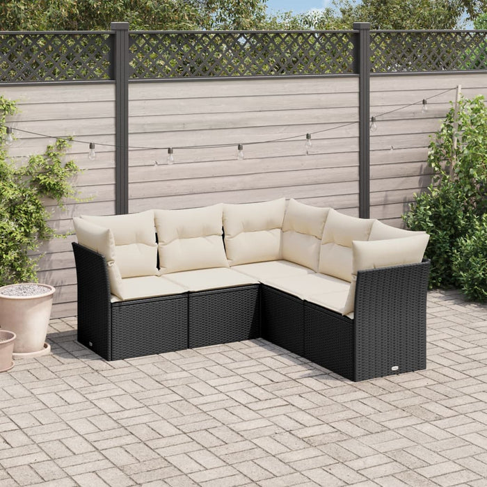 Set mobilier de grădină cu perne, 5 piese, negru, poliratan - WALTI WALTI