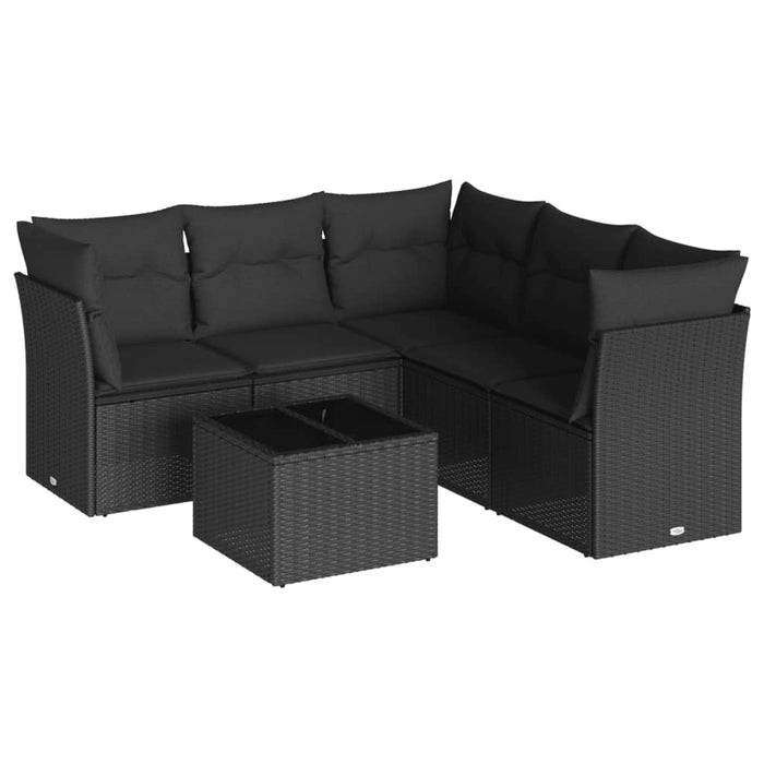 Set mobilier de grădină cu perne, 6 piese, negru, poliratan - WALTI WALTI