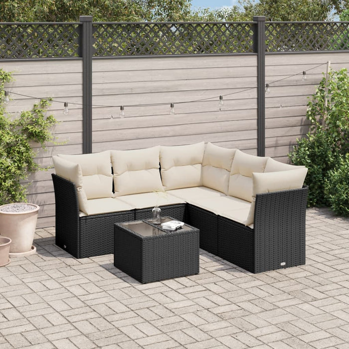Set mobilier de grădină cu perne, 6 piese, negru, poliratan - WALTI WALTI