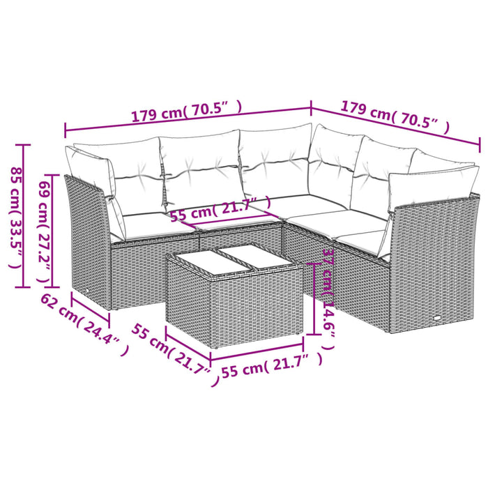 Set mobilier grădină cu perne, 6 piese, gri, poliratan - WALTI WALTI