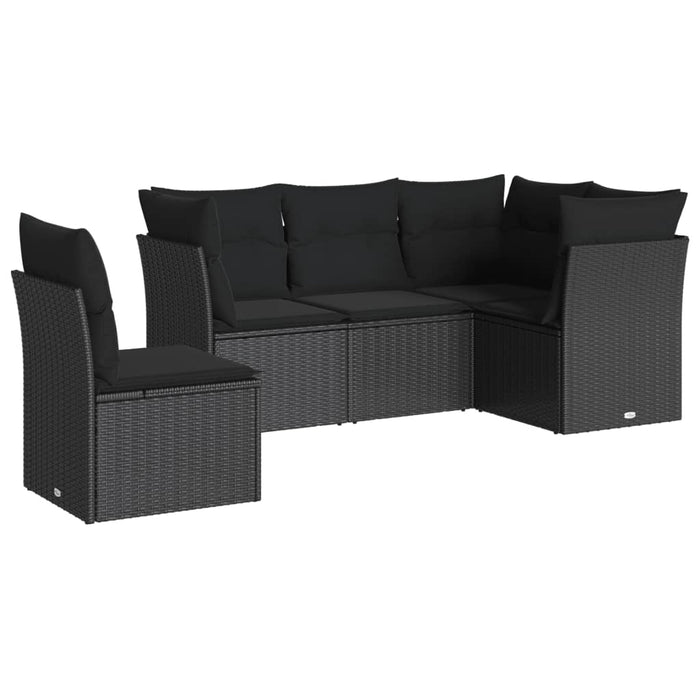 Set mobilier de grădină cu perne, 5 piese, negru, poliratan - WALTI WALTI