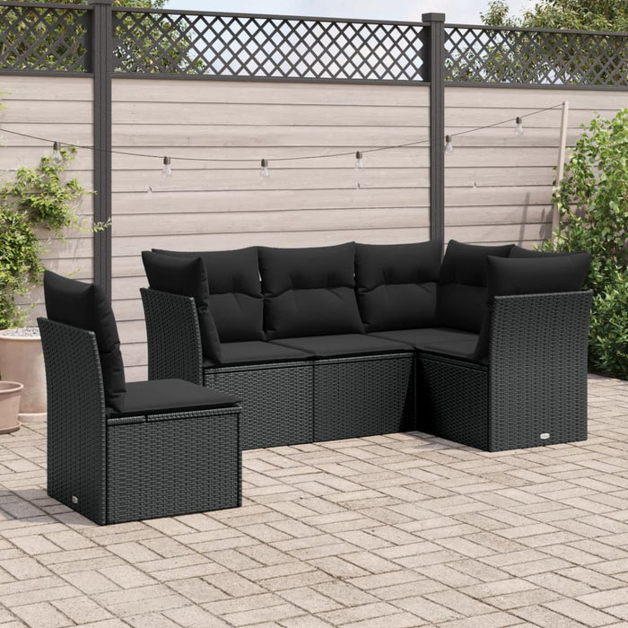 Set mobilier de grădină cu perne, 5 piese, negru, poliratan - WALTI WALTI
