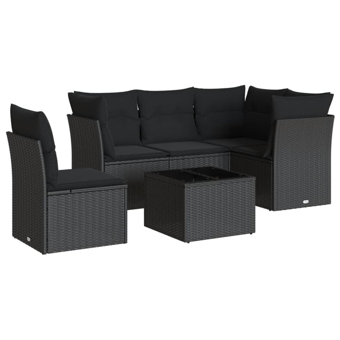 Set mobilier de grădină cu perne, 6 piese, negru, poliratan - WALTI WALTI