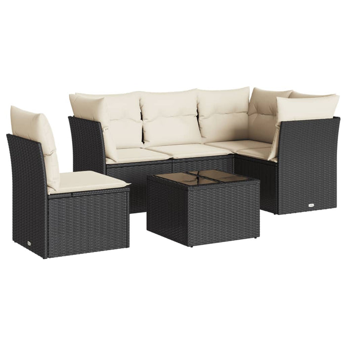 Set mobilier de grădină cu perne, 6 piese, negru, poliratan - WALTI WALTI