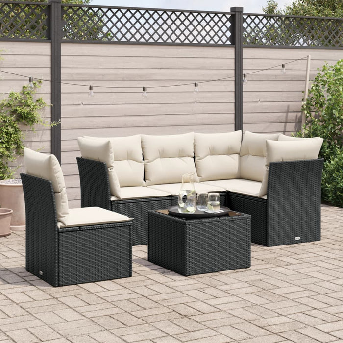 Set mobilier de grădină cu perne, 6 piese, negru, poliratan - WALTI WALTI