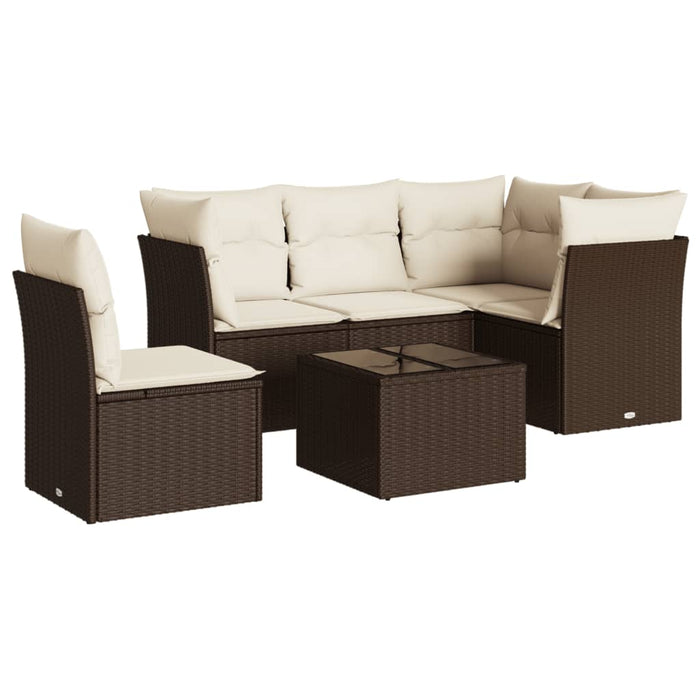 Set canapele de grădină cu perne, 6 piese, maro, poliratan WALTI