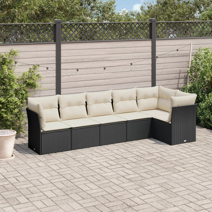 Set mobilier de grădină cu perne, 6 piese, negru, poliratan - WALTI WALTI