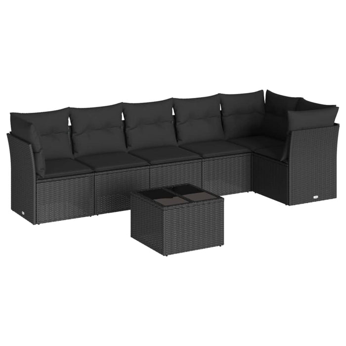 Set canapele de grădină cu perne, 7 piese, negru, poliratan - WALTI WALTI