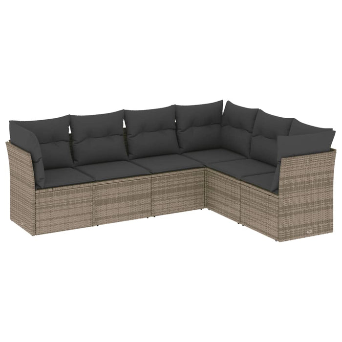 Set mobilier grădină cu perne, 6 piese, gri, poliratan - WALTI WALTI