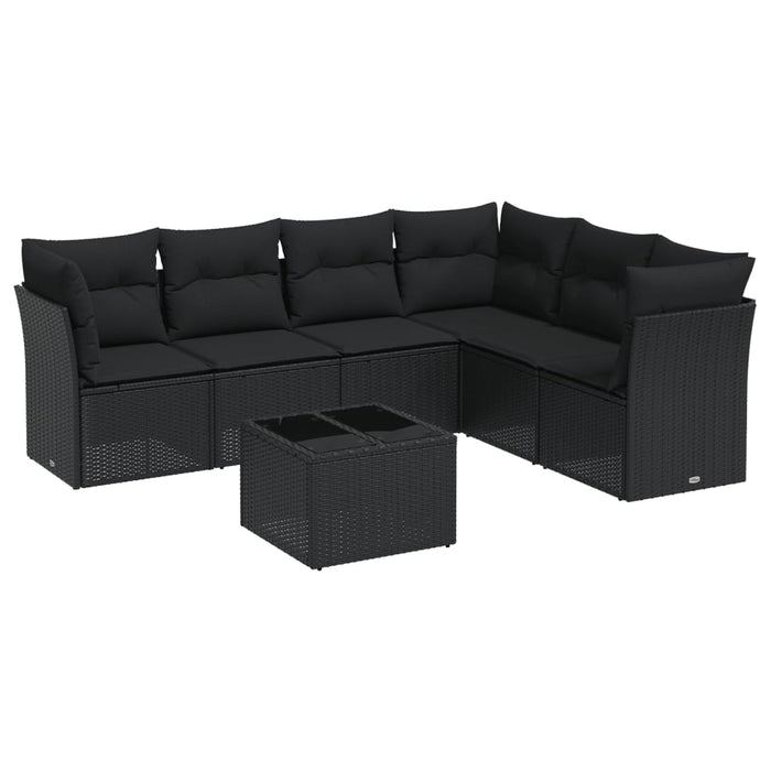 Set canapele de grădină cu perne, 7 piese, negru, poliratan - WALTI WALTI