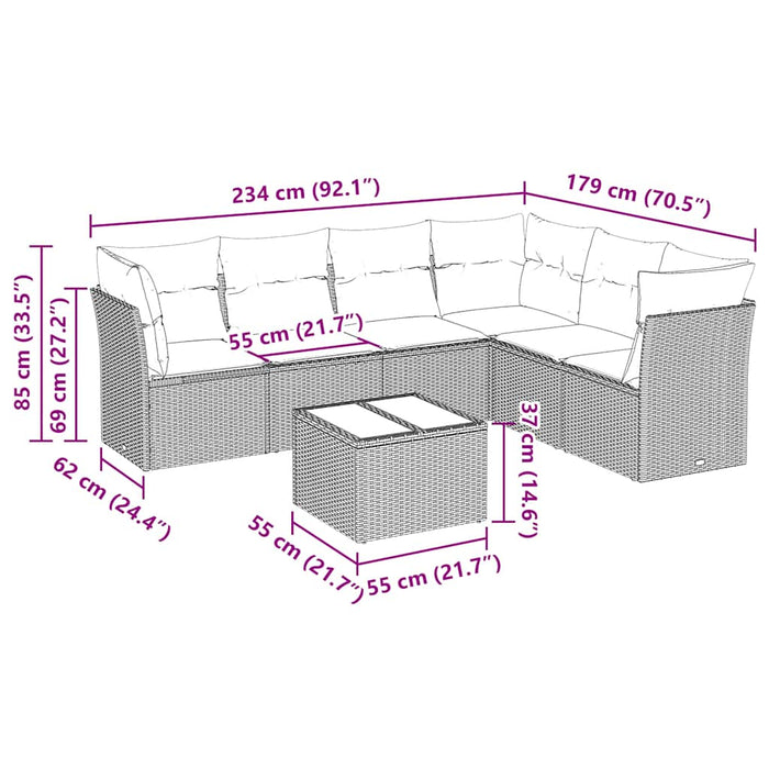 Set canapele de grădină cu perne, 7 piese, negru, poliratan - WALTI WALTI