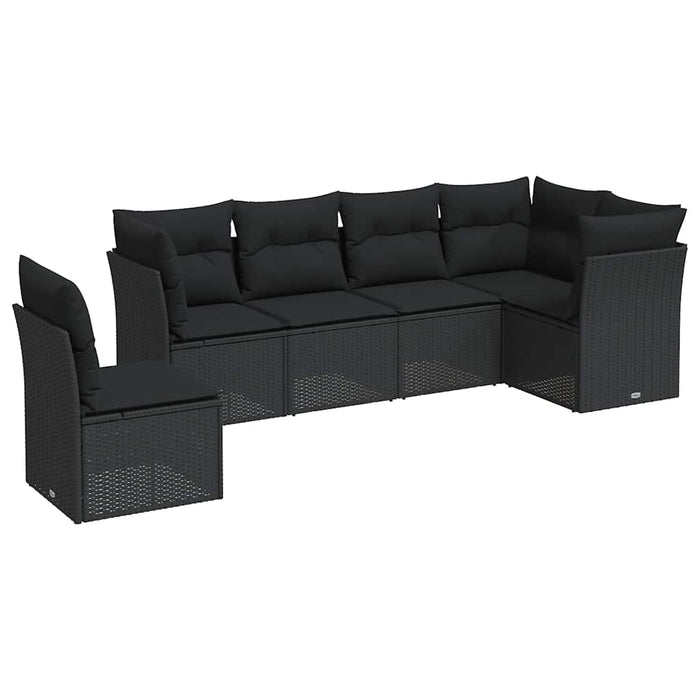 Set mobilier de grădină cu perne, 6 piese, negru, poliratan - WALTI WALTI
