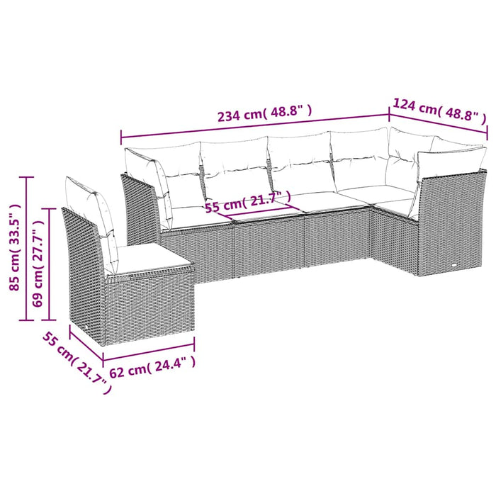 Set mobilier de grădină cu perne, 6 piese, negru, poliratan - WALTI WALTI