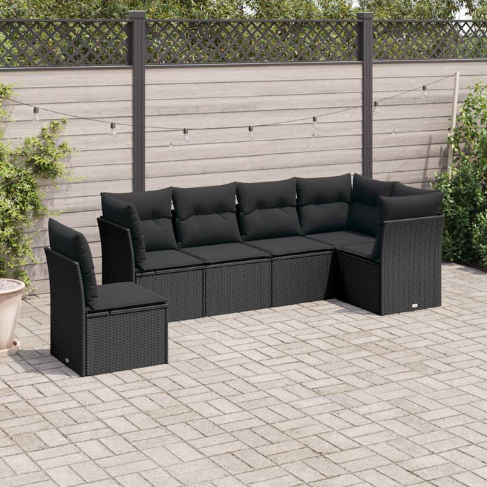 Set mobilier de grădină cu perne, 6 piese, negru, poliratan - WALTI WALTI