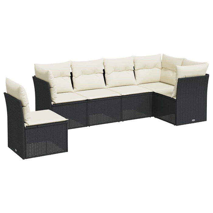 Set mobilier de grădină cu perne, 6 piese, negru, poliratan - WALTI WALTI