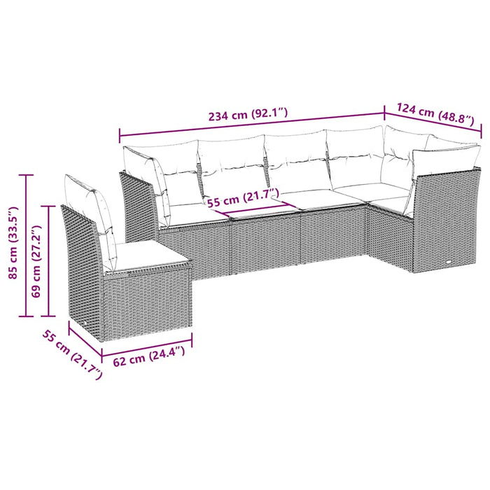 Set mobilier de grădină cu perne, 6 piese, negru, poliratan - WALTI WALTI