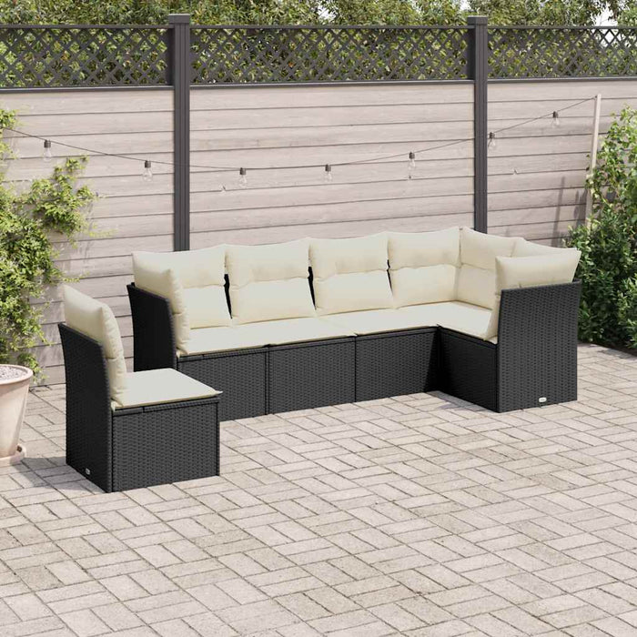 Set mobilier de grădină cu perne, 6 piese, negru, poliratan - WALTI WALTI