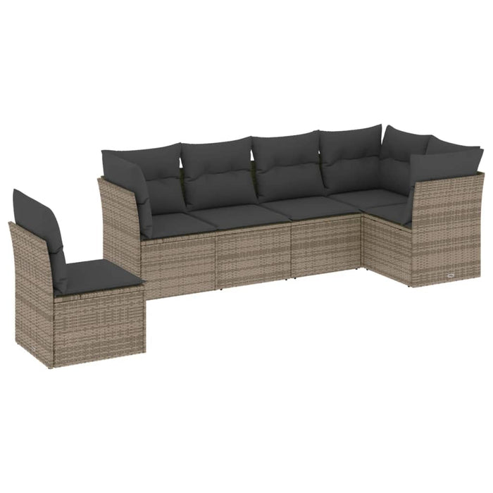 Set mobilier grădină cu perne, 6 piese, gri, poliratan - WALTI WALTI