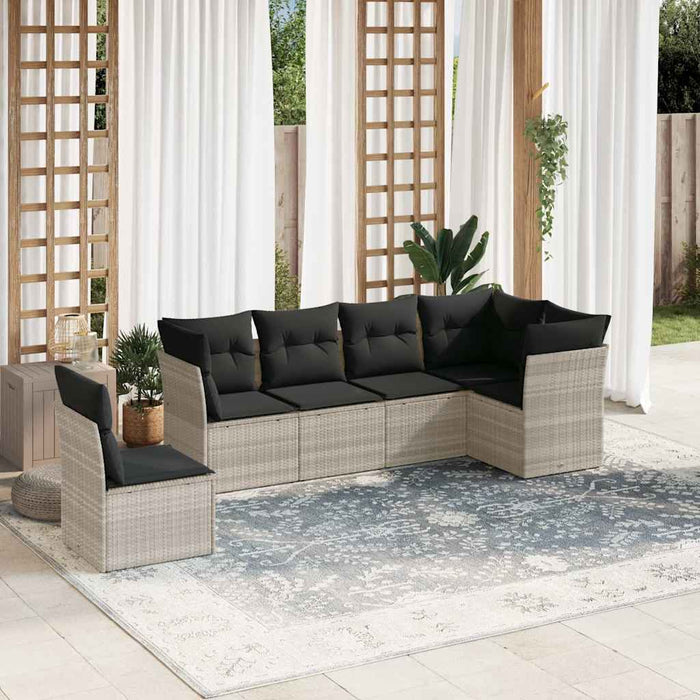 Set canapele de grădină cu perne, 6 piese gri deschis poliratan - WALTI WALTI