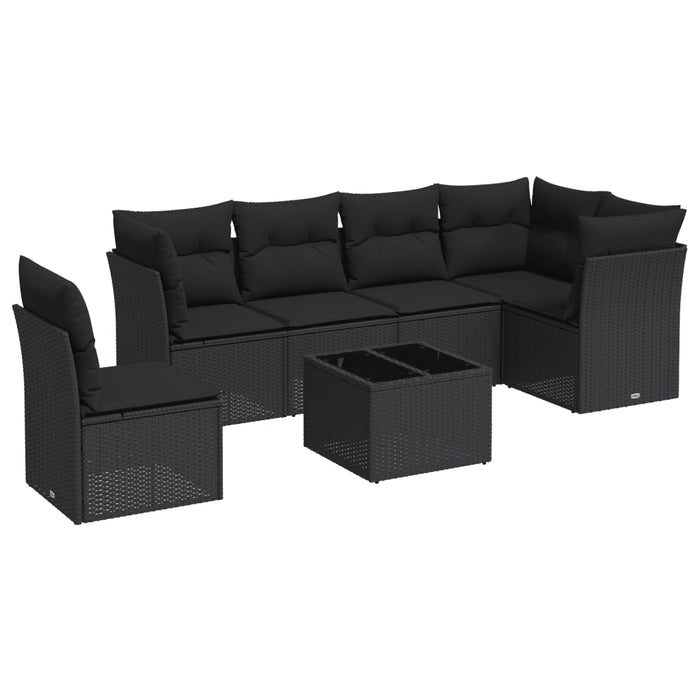 Set canapele de grădină cu perne, 7 piese, negru, poliratan - WALTI WALTI