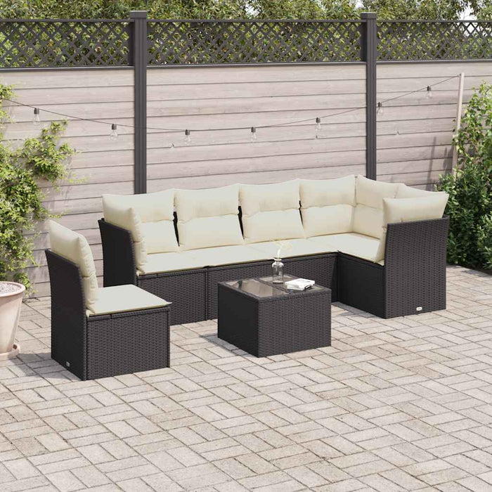 Set canapele de grădină cu perne, 7 piese, negru, poliratan - WALTI WALTI