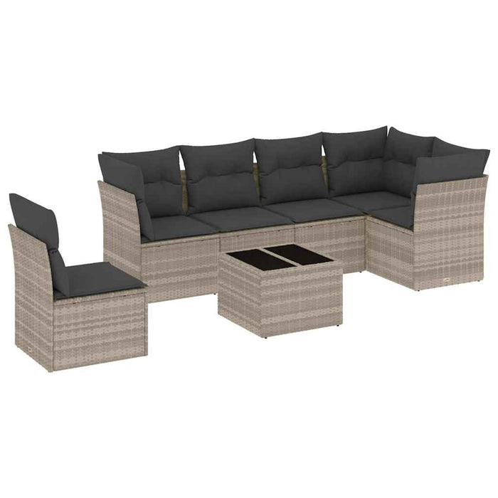 Set canapele de grădină cu perne, 7piese gri deschis poliratan - WALTI WALTI