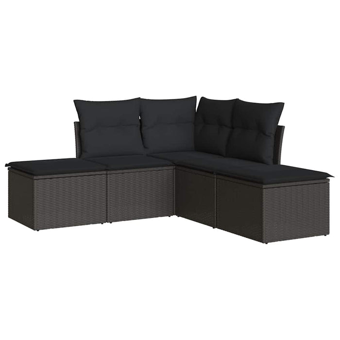 Set mobilier de grădină cu perne, 5 piese, negru, poliratan - WALTI WALTI